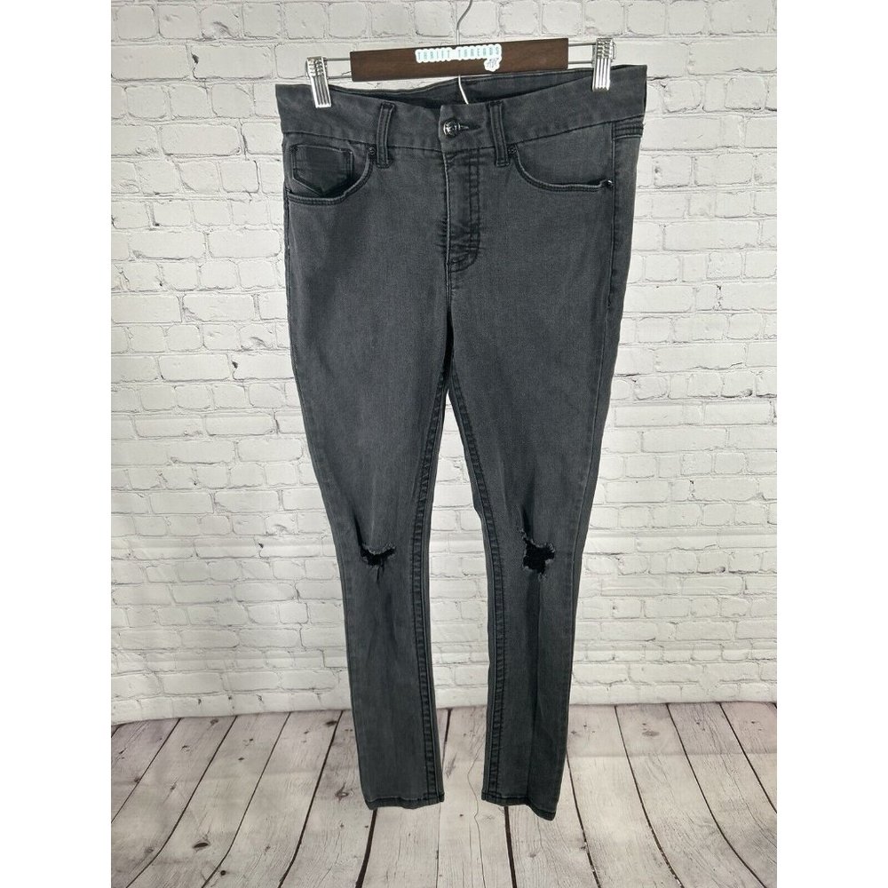 Seven7 Dark Gray Mid Rise Distressed Stretch Skinny Jeans Women’s 8 (30 x 29)